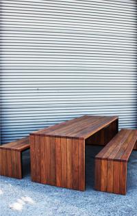 Slat End Outdoor Bench Setting